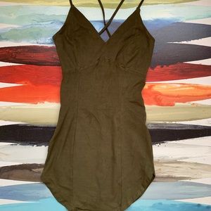 Olive Green Velvet Dress
